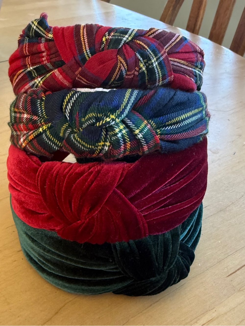 J. Crew Velvet and Plaid Knot Headbands - Like new $8 each